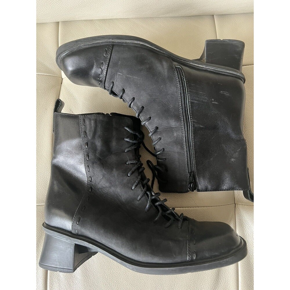 NAOT Boots Black Leather Lace Tie Womens Sz 38